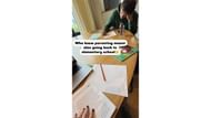 Matthew Stafford and Kelly Stafford doing elementary school work